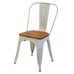 Sedia ferro new bristol bianco antico seduta legno cm43x43h45/84