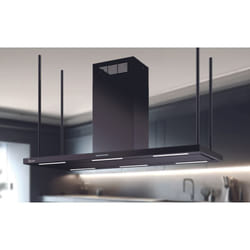 Cappa isola Elea 146x60 cm. - Nera – camino centrale – 800 m3/h - Baraldi