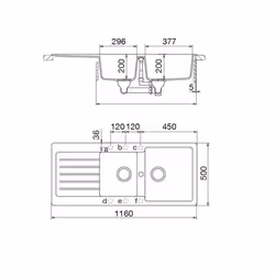 Glem Gas LS2G16A lavello Lavello ad incasso Rettangolare Unigranit Plus