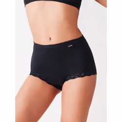 Cotonella Slip Maxi Donna Con Pizzo Nero, Slip da uomo, Slip, Femmina, Nero, Monocromatico, IV