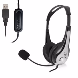 Ewent EW3565 cuffia e auricolare Cablato A Padiglione Musica e Chiamate USB tipo A Nero, Bianco
