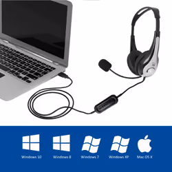 Ewent EW3565 cuffia e auricolare Cablato A Padiglione Musica e Chiamate USB tipo A Nero, Bianco
