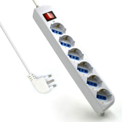 Ewent - Multipresa a 6 Posti, Ciabatta Elettrica con 6 Prese Italiane 10A e Schuko (Tedesche) - Spina Italiana 10A - Potenza 250V/2500W - Cavo da 5