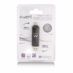 Ewent EW1075 lettore di schede USB 3.2 Gen 1 (3.1 Gen 1) Type-A/Type-C Nero - Vista aggiuntiva 5