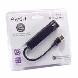 Ewent EW1136 hub di interfaccia USB 3.2 Gen 1 (3.1 Gen 1) Type-A 480 Mbit/s Nero - Vista aggiuntiva 6
