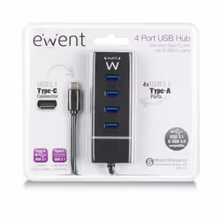 Ewent EW1137 hub di interfaccia USB 3.2 Gen 1 (3.1 Gen 1) Type-C 5000 Mbit/s Nero - Vista aggiuntiva 5