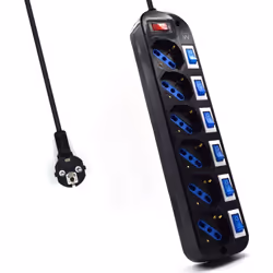 Ewent EW3851, 6 presa(e) AC, Tipo F, Tipo L, 220 V, 10 A, 3500 W, Nero