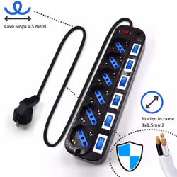 Ewent EW3851 protezione da sovraccarico Nero 6 presa(e) AC 220 V 1,5 m