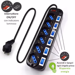 Ewent EW3851 protezione da sovraccarico Nero 6 presa(e) AC 220 V 1,5 m - Vista aggiuntiva 7