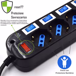 Ewent EW3851 protezione da sovraccarico Nero 6 presa(e) AC 220 V 1,5 m - Vista aggiuntiva 8