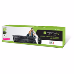 Techly Kit Tastiera Standard e Mouse Wireless 2.4GHz Nero (ICTWC001)