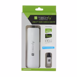 Techly IUSB31C-HUB4TLY hub di interfaccia USB 3.2 Gen 1 (3.1 Gen 1) Type-C 5000 Mbit/s Argento