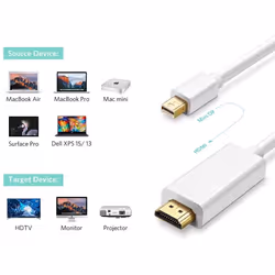 Techly Cavo Monitor Mini DisplayPort (Thunderbolt) / HDMI 2m Bianco (ICOC MDP-020H)