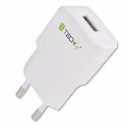 Techly Alimentatore da Rete Italiana 1 porta USB 5V/2.1A Bianco (IPW-USB-21EC), Interno, AC, 4,2 V, 2,1 A, Bianco