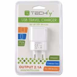 Techly Alimentatore da Rete Italiana 1 porta USB 5V/2.1A Bianco (IPW-USB-21EC)