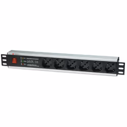 Techly I-CASE STRIP-13P, Basic, 1.5U, Monofase, Orizzontale, Alluminio, Nero, Argento