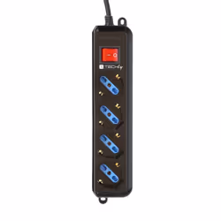 Techly Multipresa 4 Posti Italiana Bipasso con Interruttore Nero (IUPS-PCP-4BK)