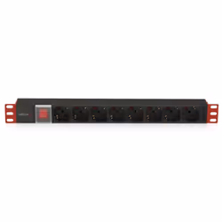 Techly Multipresa 8 Posti da Rack 19" Connettore C14 con Interruttore 1 HE 1HE I-CASE STRIP-81V, 2 m, Interno, Nero, Rosso, C ...