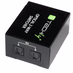 Techly Switch Audio Toslink 2 Porte con Telecomando IR IDATA TOS-SW2, Nero, Toslink, Toslink, Femmina, Femmina, EC, WEEE
