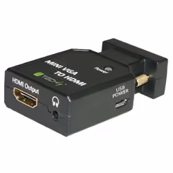 Techly Mini Convertitore da VGA e Audio a HDMI IDATA VGA-HDMINI, Nero, CE, FCC, 1920 x 1200 Pixel, 480p, 960p, 1080p, VGA (D- ...