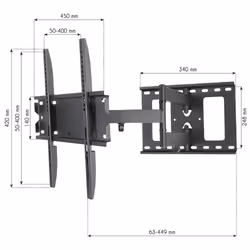 Techly Supporto a Muro per TV LED LCD 32-55'' Estensibile Slim Full-Motion - Vista aggiuntiva 4