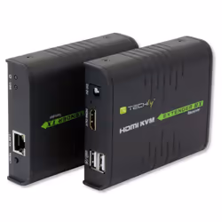 Techly IDATA HDMI-KVM2, Trasmettitore e ricevitore, Cablato, 120 m, Cat5, Cat5e, Cat6, 1920 x 1080 Pixel, Nero