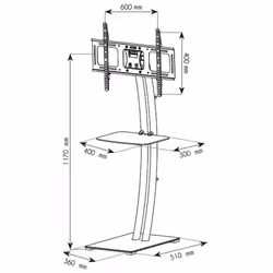 Techly Support Floor Rectangular Base and Shelf for LCD/LED 32-70"