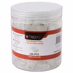 Techly Confezione 100 Plug RJ45 UTP per Cavo Rigido Cat.5E IWP-JAR-C5RTY, RJ45, Trasparente, Plastica, Cat5e, U/UTP (UTP), Or ...