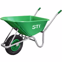 STI - Carriola Verde 110lt portata 160kg Acciaio e Vasca in Polipropilene alta resistenza giardino cantiere muratura