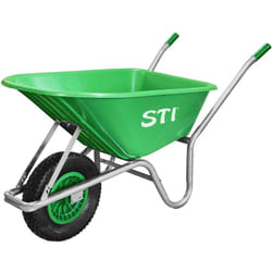 STI - Carriola Verde 110lt portata 160kg Acciaio e Vasca in Polipropilene alta resistenza giardino cantiere muratura