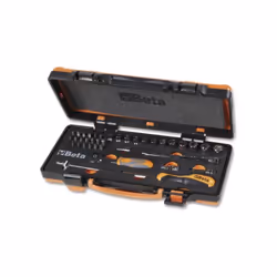 Beta 900/C12MZ è un assortimento di 12 chiavi a bussola esagonali, 20 inserti per avvitatori e 7 accessori in termoformato mo ...