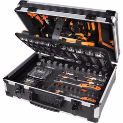 Valigia trolley con assortimento di 163 utensili per manutenzione generale inclusi Caratteristiche: Manico telescopico regola ...