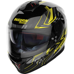 Nolan N80-8 Turbolence N-Com Casco, nero-grigio-giallo, dimensione L per uomo
