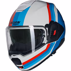 Nolan N120-1 Lineo N-Com Casco, bianco-rosso-blu, dimensione XL per uomo