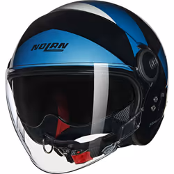 Nolan N21 Visor 06 Tangente Casco Jet, nero-blu-argento, dimensione XL per uomo
