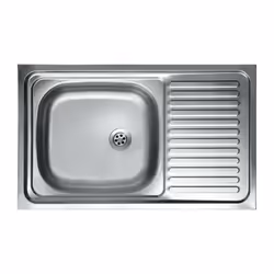 Lavello da appoggio in acciaio inox Linea Lay-on 50 s Dettagli tecnici: - vasca singola con gocciolatoio a destra - superfice ...