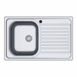 Lavello da incasso in acciaio inox Linea Classic vasca singola con gocciolatoio a destra superfice satinata piletta in scorta ...