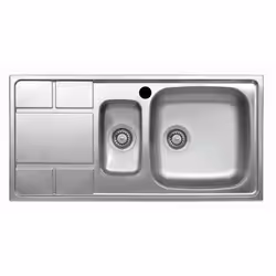 Samet Lavello cucina SAXT332 2 vasche e gocciolatoio sinistro 100x50 cm Lavello da incasso per cucina in acciaio inox con sup ...