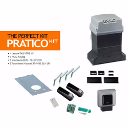 FAAC PRATICO kit 230V SAFE 10564944 Automazioni in kit per ante scorrevoli Peso max anta 600 Kg Velocità max 9,6 m/min. La co ...