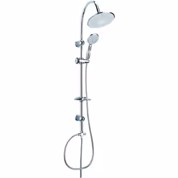 Interasse regolabile in acciaio inox cromato. Soffione da diam. 21 cm. Doccetta diam. 10 cm. Flessibile in acciaio inox con d ...