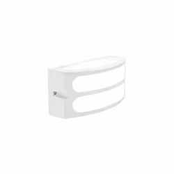 Applique in pressofusione di alluminio. Colore bianco goffrato. Diffusore in resina satinata. Altezza max lampada: 140mm. Ali ...