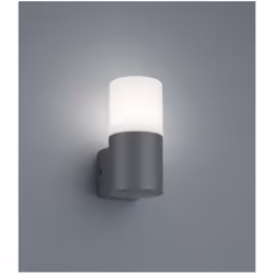 L'applique HOOSIC di Trio Lighting presenta una struttura cilindrica in alluminio pressofuso finitura antracite e diffusore i ...