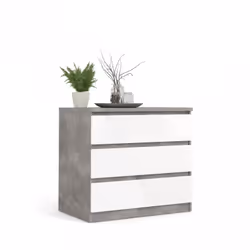 Cassettiera 3 cassetti bianca cemento Dimensioni: cm 77 x 50 x 70 h Compatta e funzionale Colore bianco e cemento Peso suppor ...