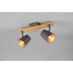 Iperbriko - Faretto Doppio Spot Orientabile Legno e Metallo Nichel Bell Trio Lighting