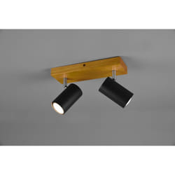 Iperbriko - Faretto Marley 2 Spot GU10 Nero e Legno L26 cm Trio Lighting