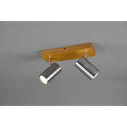 Iperbriko - Faretto Marley 2 Spot GU10 Nichel e Legno L26 cm Trio Lighting