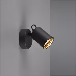 Il piccolo faretto PAGO di Trio Lighting presenta una struttura metallica interamente di colore nero opaco composta da una ba ...