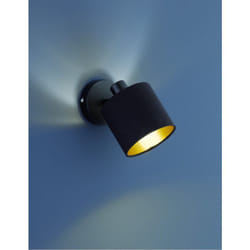 Iperbriko - Faretto Spot Tommy 1xE14 Nero e Tessuto Nero-Oro L12 cm Trio Lighting