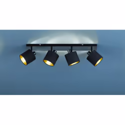 Il faretto TOMMY di Trio Lighting è composta da una piastra rettangolare in metallo finitura nero opaco e 4 spot orientabili  ...