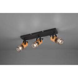 Iperbriko - Faretto Tosh Nero 3xE14 Spot Legno e Gabbia Metallica L44 cm Trio Lighting
